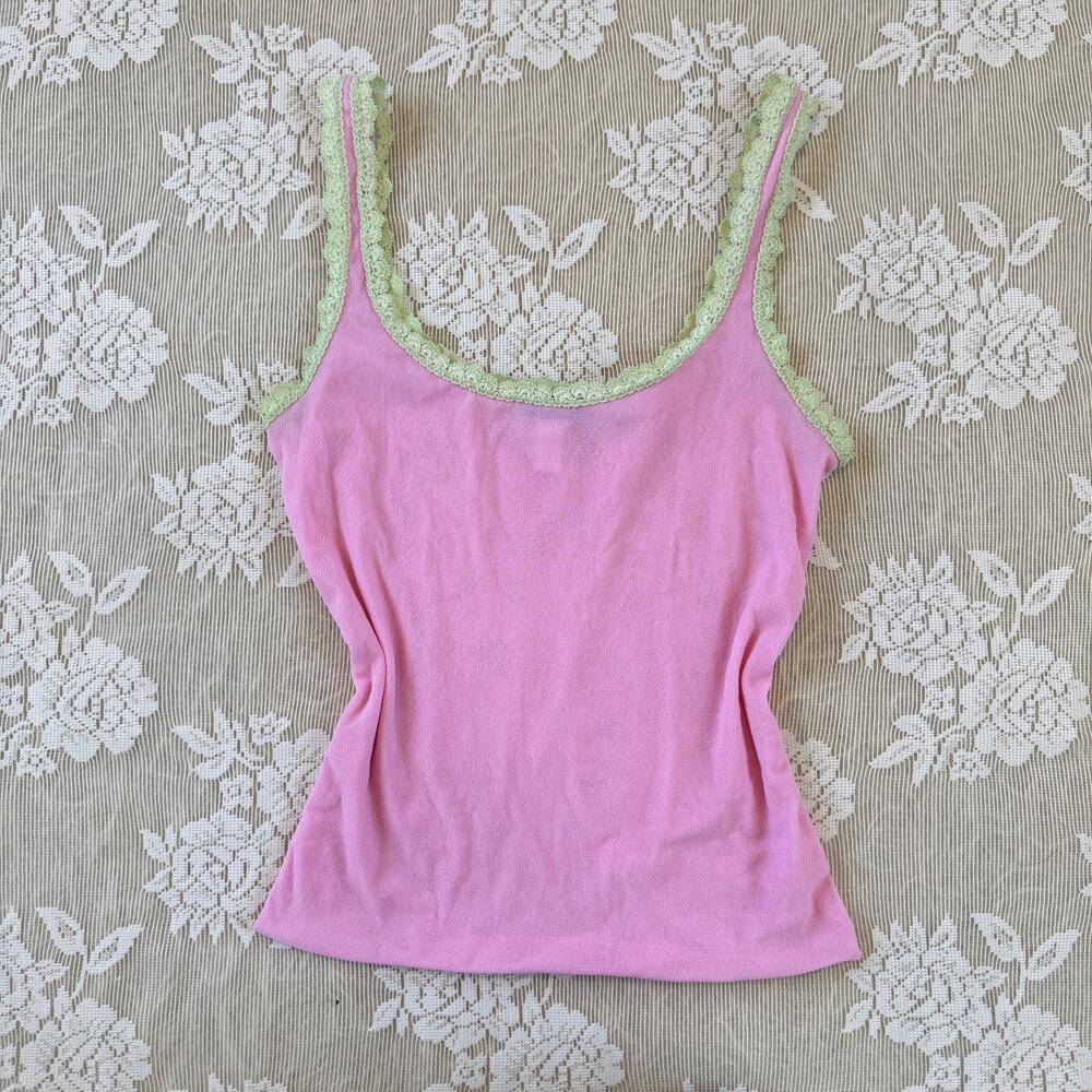 Vintage Cosabella Pink Lace Trim Cami Top Size Small